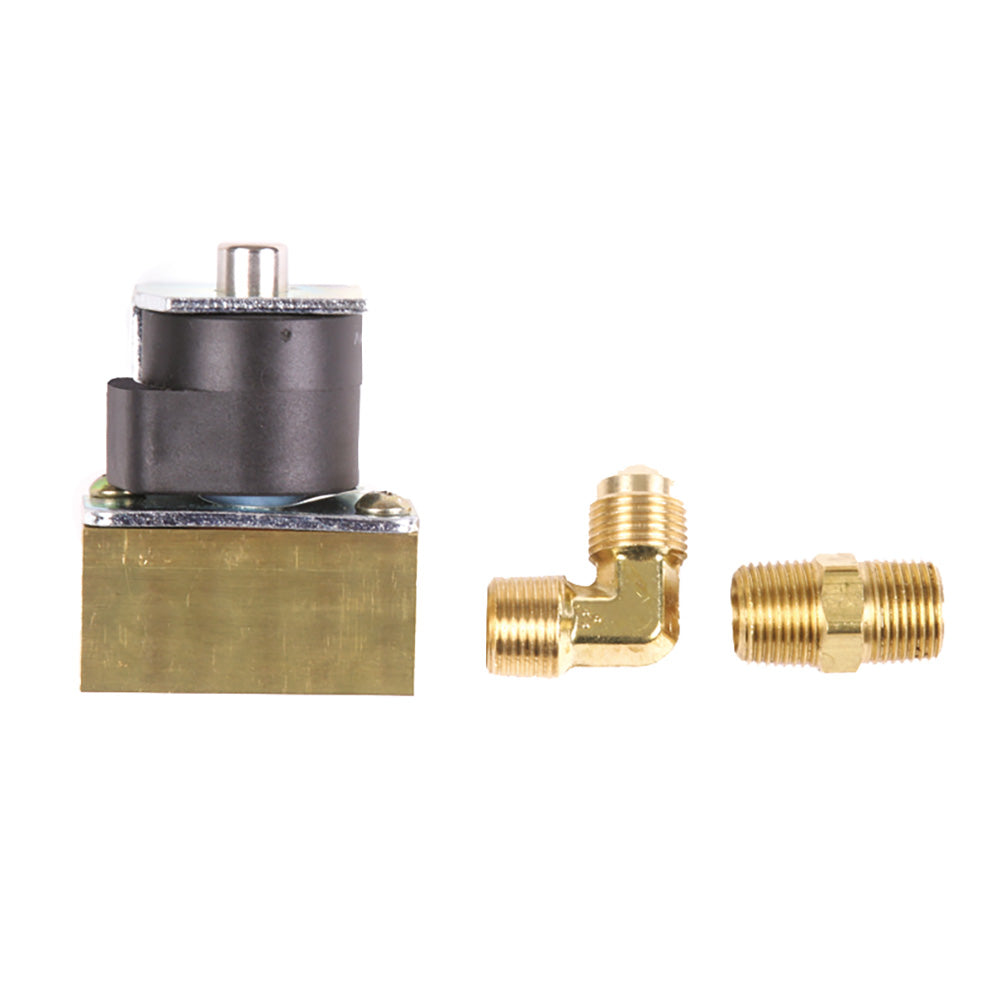 12V marine solenoid shut off valve brass body with 3/8 inch female ports and connection fittings