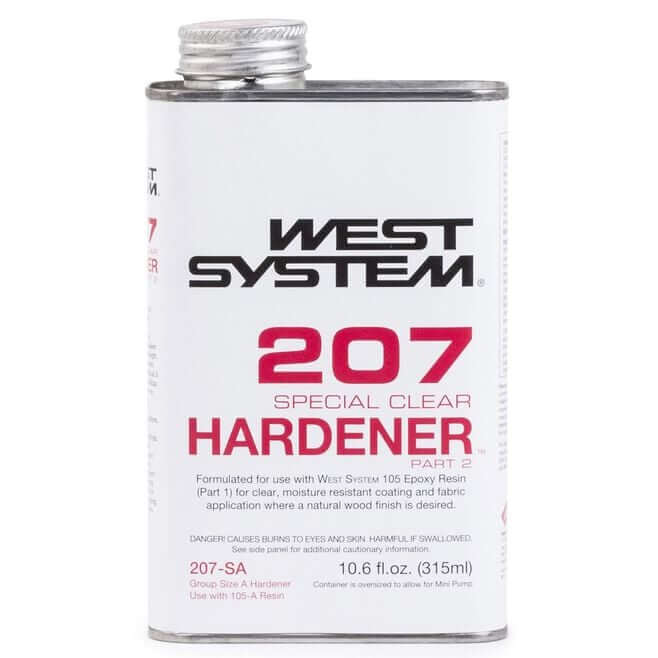 WEST SYSTEM 207-SA Special Clear Hardener marine epoxy for clear fiberglass and wood finishing