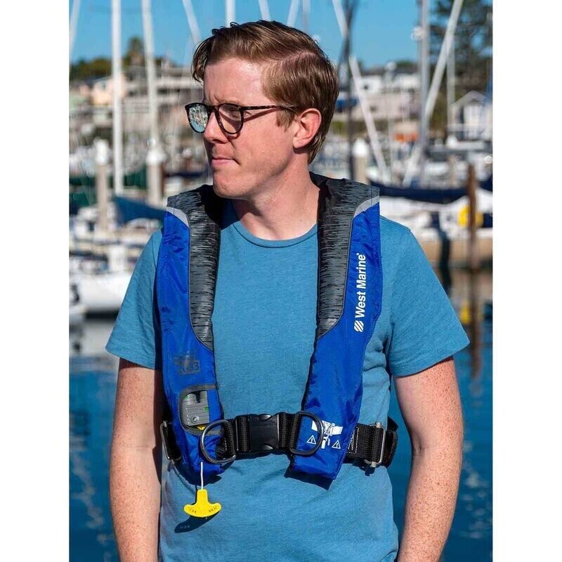 WEST MARINE Offshore Automatic Inflatable Life Jacket with Harness, Blue