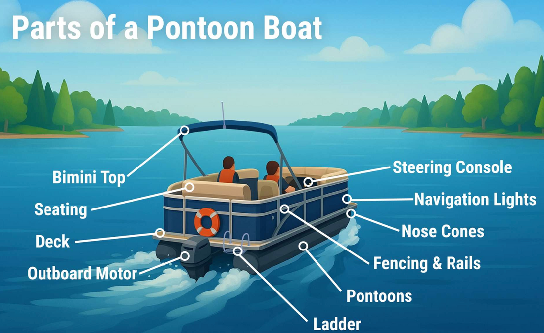 pontoon boat parts diagram showing key components and layout