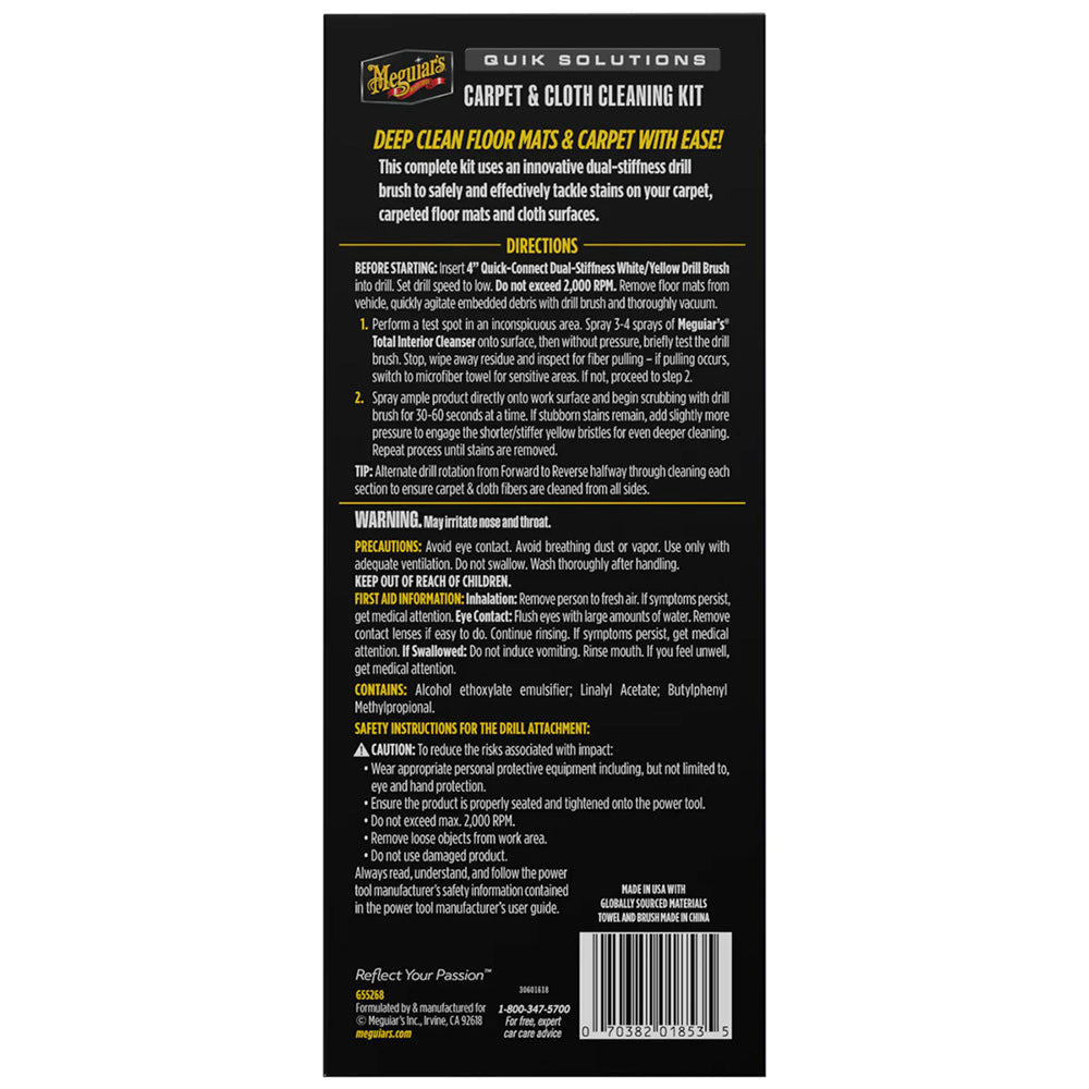 Meguiars Quik Solutions Carpet Cloth Cleaning Kit interior fabric cleaner