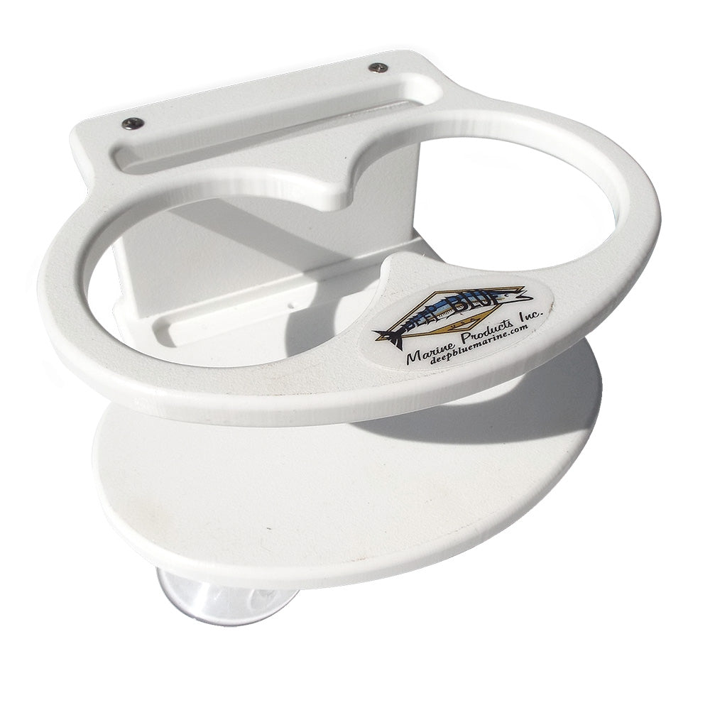 Deep Blue Marine Double Slim Can Drink Holder white with cell phone slot for boats