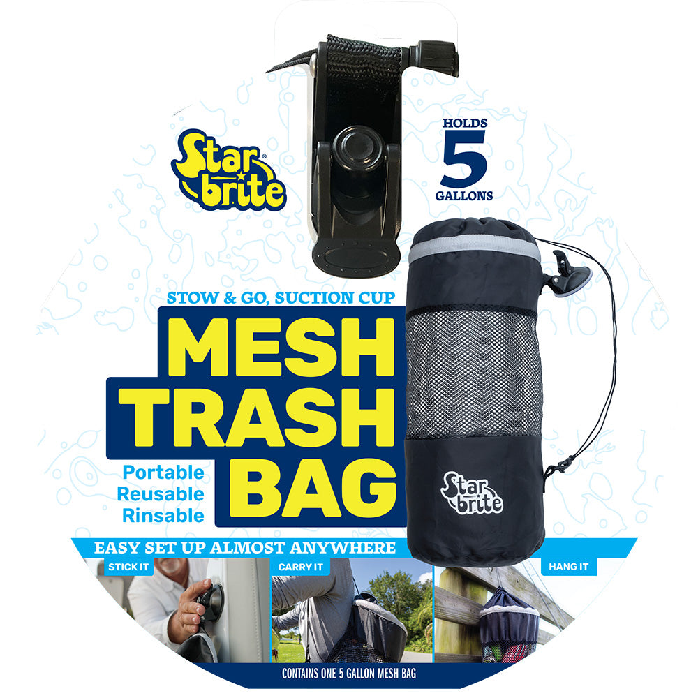 boat mesh trash bag star brite 5 gallon with suction cup mount