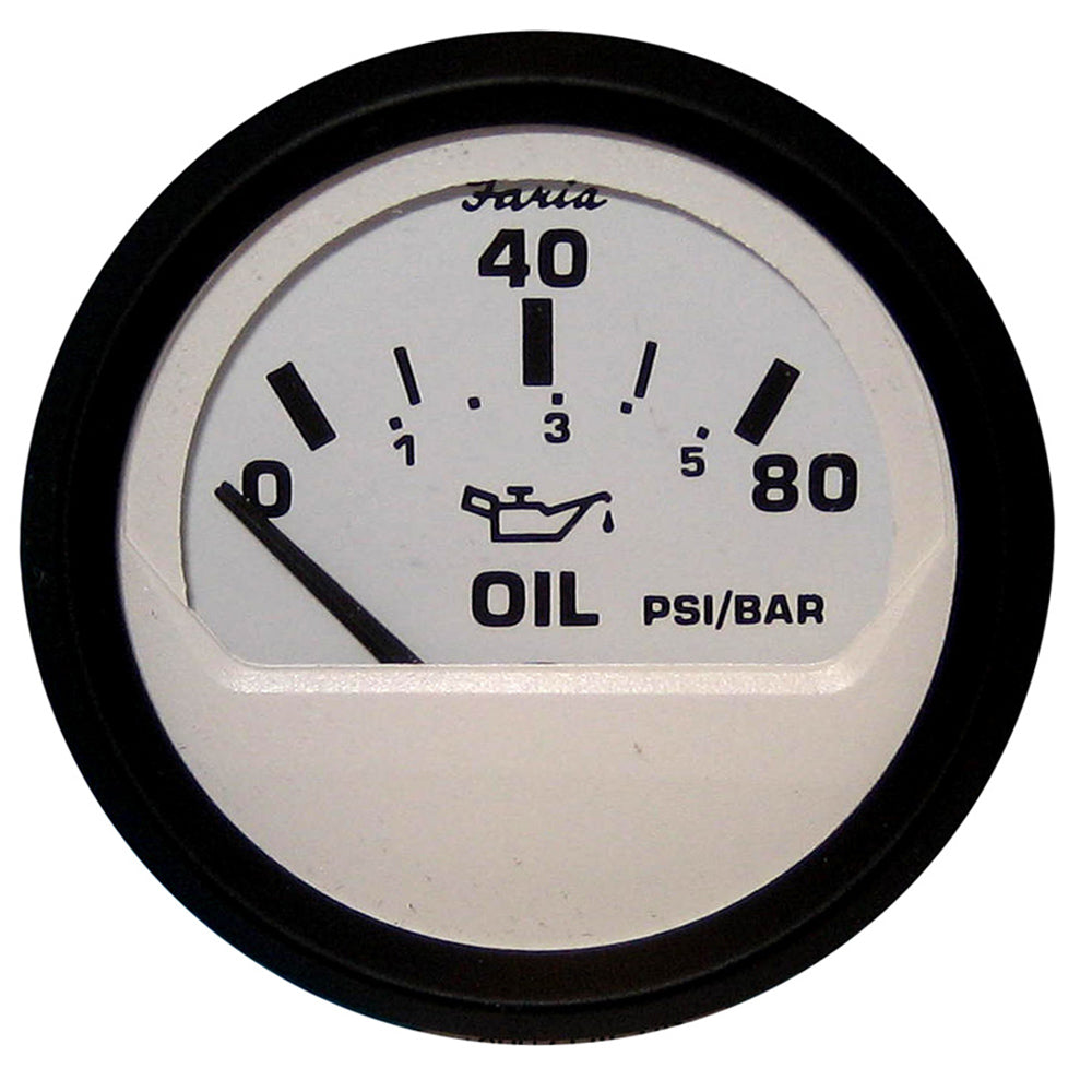 Faria Euro White 2" Oil Pressure Gauge (80 PSI) [12902]