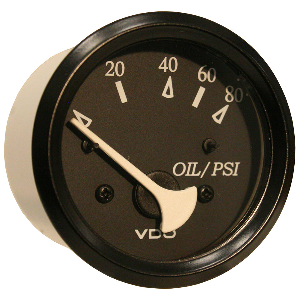 VDO Cockpit Marine Oil Pressure Gauge - 80 PSI - Black Dial/Bezel [350-11800]