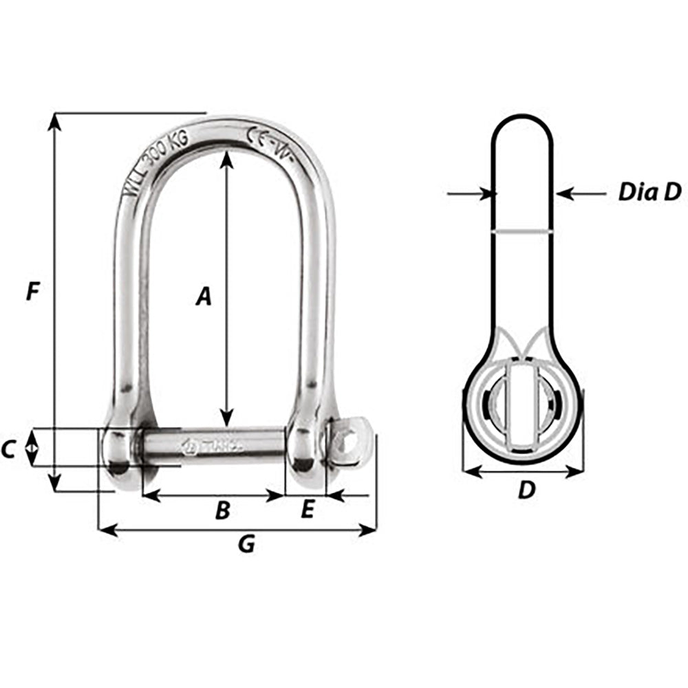 Wichard Self-Locking Large Opening Shackle - 8mm Diameter - 5/16" [01264]