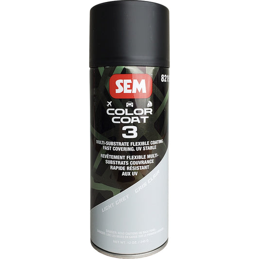 SEM Color Coat 3 - Light Grey - 12 oz [82193] spray can, flexible coating for multiple substrates, UV stable