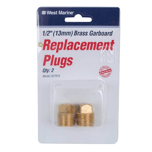 1/2" NPT Solid Brass Boat Hull Spare Garboard Drain Plug-2 PACK